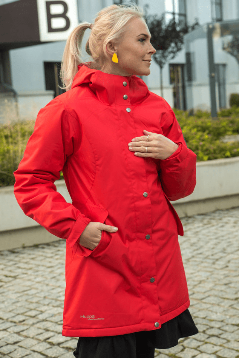 HUPPA stiilne vihma ja tuulekindel punane naiste ülemineku parka (140gr soojustusega)-KOHE LAOS-SUPER HIND