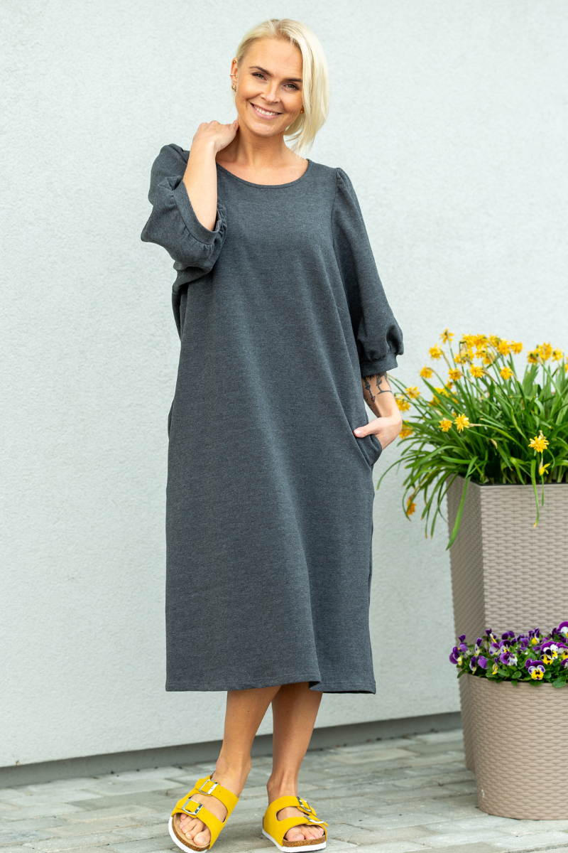 Eesti käsitöö kleit Pille tumehall puuvillane kangas